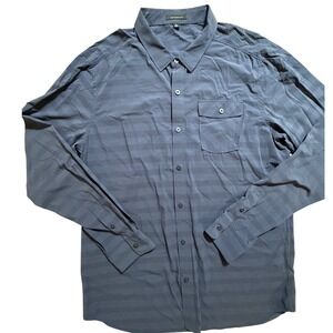 Travis Mathew Button Up Long Shirt XL Blue Striped Lightweight Breathable Casual